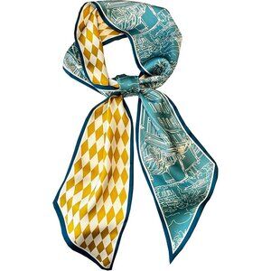 Women's -yellow-green Building Fashion Silky Purse Scarf For Handbags Head